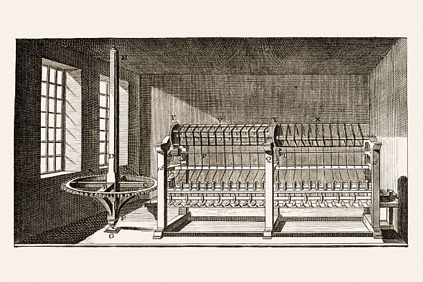 織物製造 18 世紀のイラストレーション - restoring industry machine part innovation点のイラスト素材／クリップアート素材／マンガ素材／アイコン素材