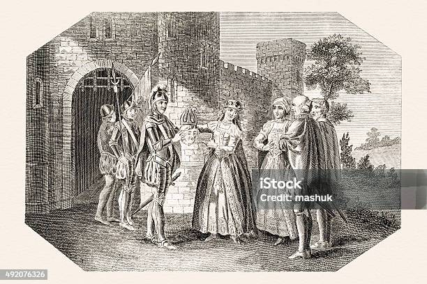 Queen Margaret Placing A Paper Crown On The Head Stock Illustration - Download Image Now - Queen - Royal Person, Knight - Person, York - Yorkshire