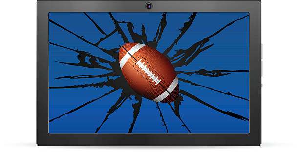 cracked tablet american football Cracked tablet american football  on a white background. Vector illustration. broken digital tablet note pad cracked stock illustrations