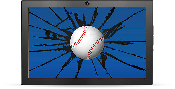 cracked tablet baseball Cracked tablet baseball  on a white background. Vector illustration. broken digital tablet note pad cracked stock illustrations