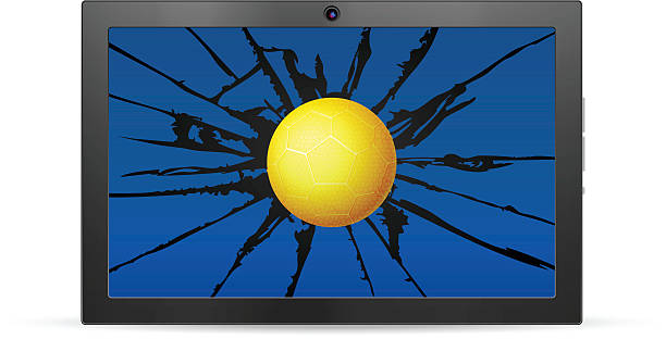 cracked tablet handball Cracked tablet handball  on a white background. Vector illustration. broken digital tablet note pad cracked stock illustrations