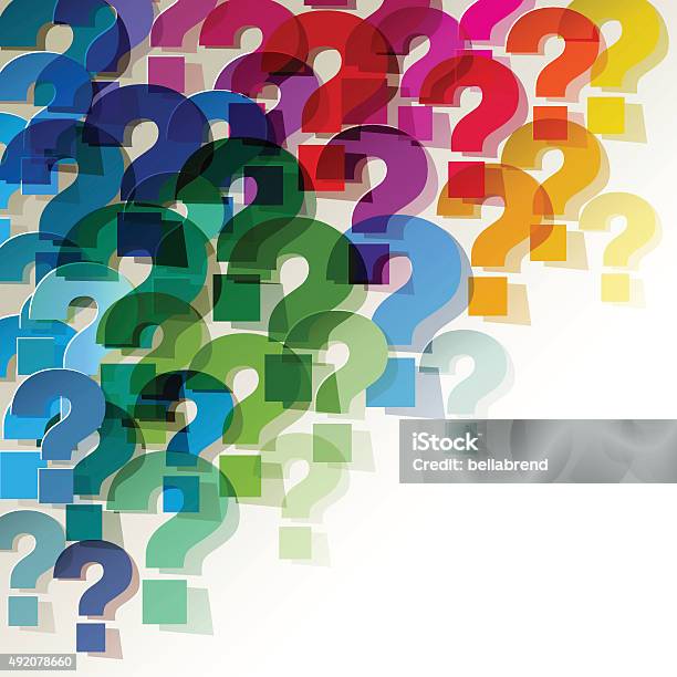 Colorful Paper Transparent Question Marks In Corner On White Background  Stock Illustration - Download Image Now - iStock