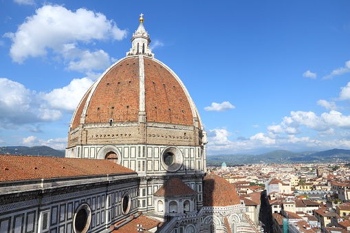 Florence - cityscape with Cathedral Dome. Old town architecture in Tuscany, Italy.