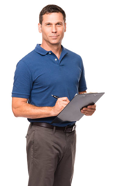 istock Causal Businessman with Clipboard on White 492080128