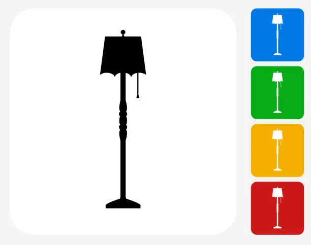 Vector illustration of Tall Floor Lamp Icon Flat Graphic Design