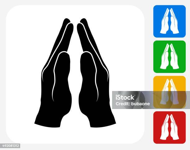 Praying Hands Icon Flat Graphic Design Stock Illustration - Download Image Now - Praying, 2015, Blue