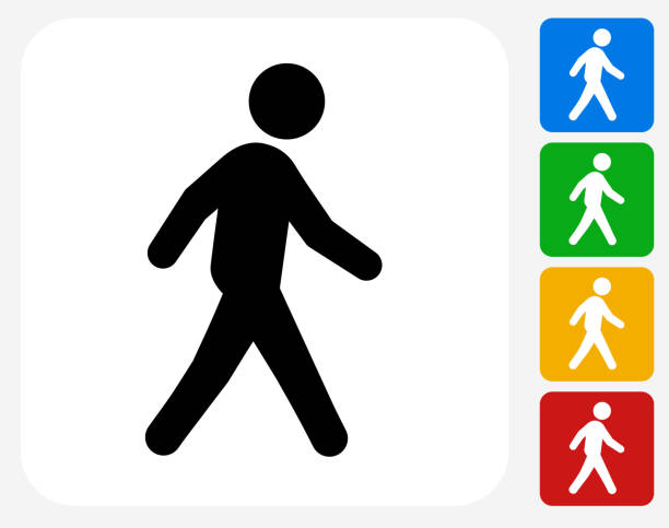 ilustrações, clipart, desenhos animados e ícones de caminhada plana ícone de design gráfico - pedestrian walkway