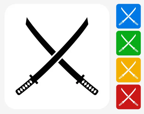 Vector illustration of Katana Swords Icon Flat Graphic Design