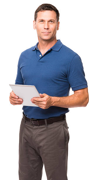 Causal Businessman with Digital Tablet on White