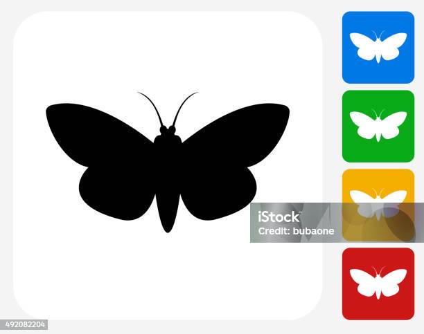 Moth Icon Flat Graphic Design Stock Illustration - Download Image Now - 2015, Animal, Beauty