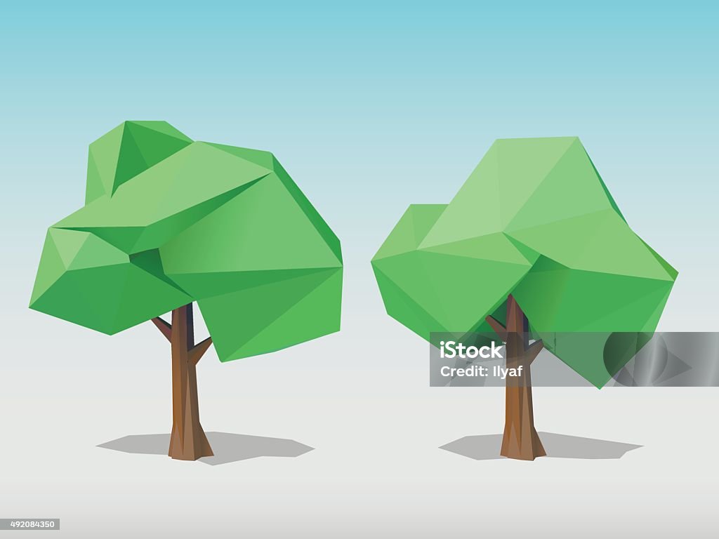 Polygon Tree Simple Two Polygonal Trees Stock Illustration - Download Image Now - Tree ...