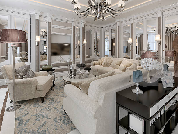 istock Art deco style living room 492093180