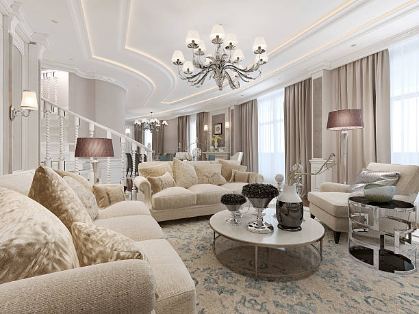 Luxury studio interior Luxury studio interior. 3d render neo classical stock pictures, royalty-free photos & images