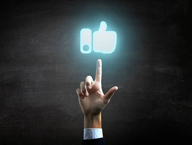 istock beautiful Business male hand indicating like button icon 492095802