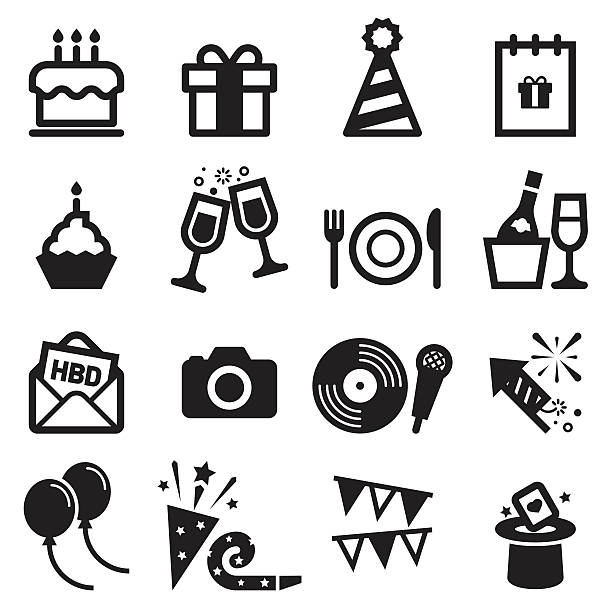 stockillustraties, clipart, cartoons en iconen met birthday icons - party hat icon