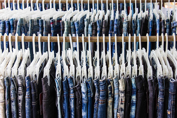 istock jeans Background jeans hanging around. 492097358