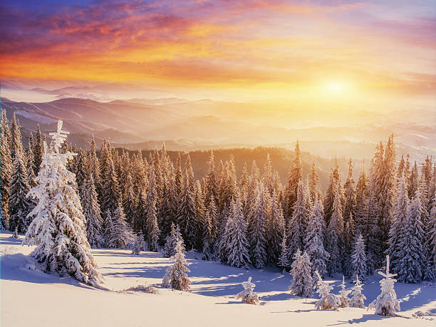 istock sunset in the winter mountains 492097680