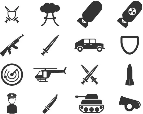 Vector illustration of Military simply icons