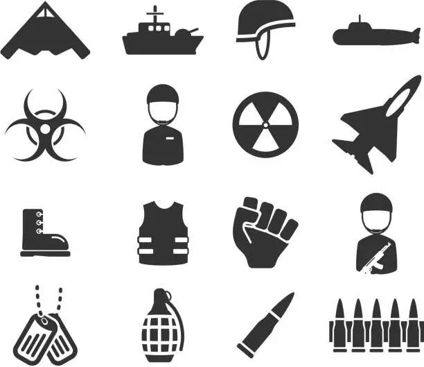 Vector illustration of Military simply icons