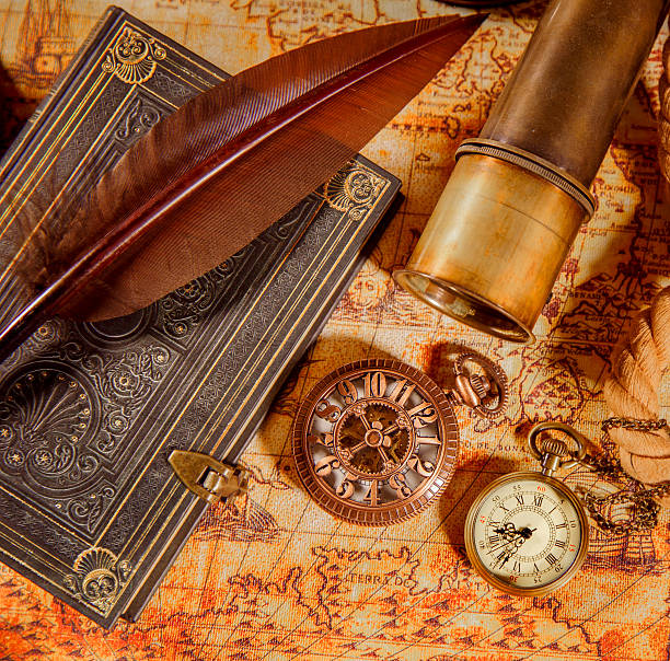 istock Vintage magnifying glass lies on an ancient world map 492098940