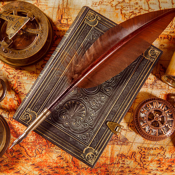 istock Vintage magnifying glass lies on an ancient world map 492098986