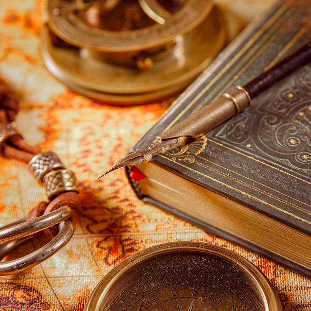 istock Vintage magnifying glass lies on an ancient world map 492099068
