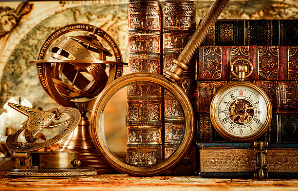 istock Vintage magnifying glass lies on an ancient world map 492099704