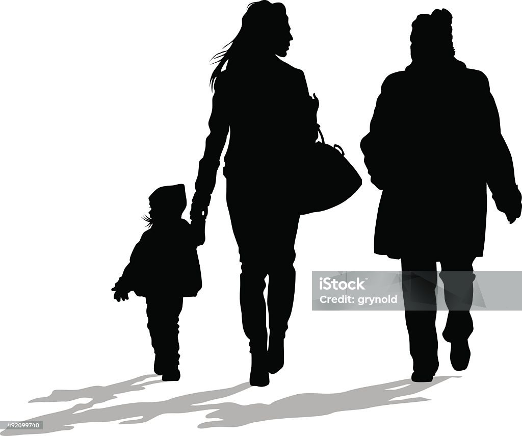 Moms and daughter Silhouette of a mother and daughter on white background 2015 stock vector