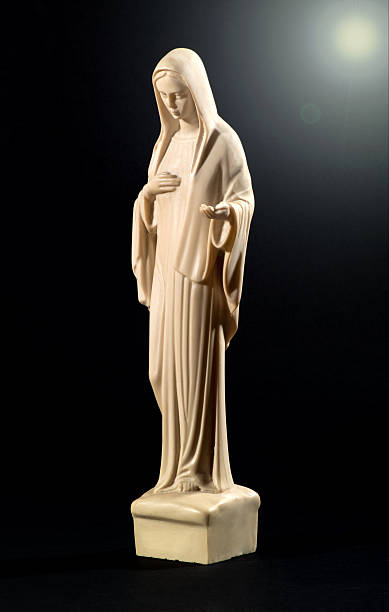 istock Statue of the Virgin Mary on black 492105952