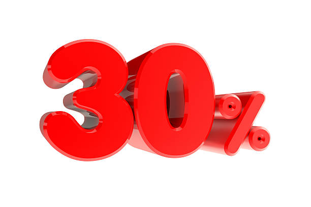 istock word 30 percent 3d rendering on white background 492106778