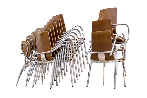 istock Pile of chairs isolated white background 492107650