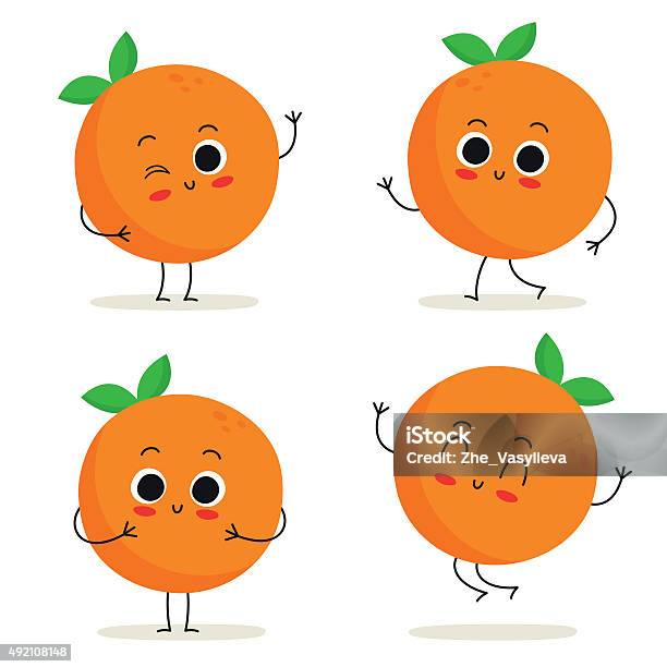Orange Cute Fruit Character Set Isolated On White Stock Illustration -  Download Image Now - Orange - Fruit, Orange Color, Fruit - iStock