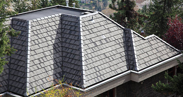 istock Modern Grey Toned Shingle Roof And Seamless Eavestrough 492118042