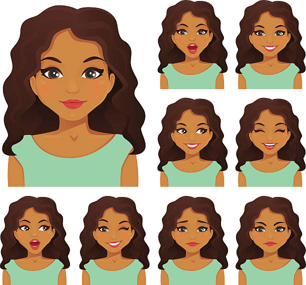 illustrations, cliparts, dessins animés et icônes de femme expression ensemble - human hair women adult vector