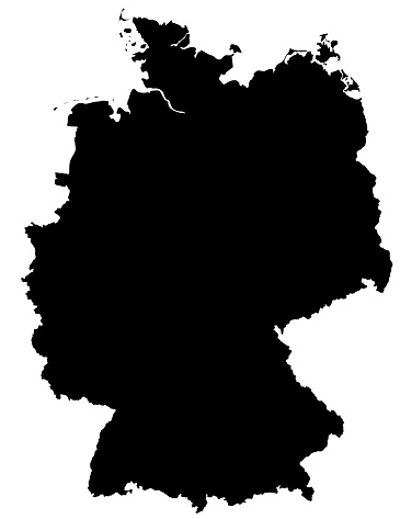 German Map Outline on white background. Professional digitally created image.  