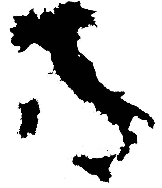 Italian Map Outline on white background. Professional digitally created image.  