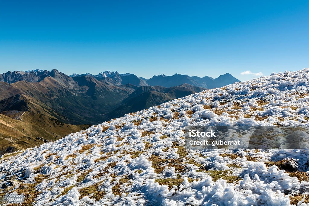 Frost on the slopes Frost on the slope autumn season in the mountains 2015 Stock Photo