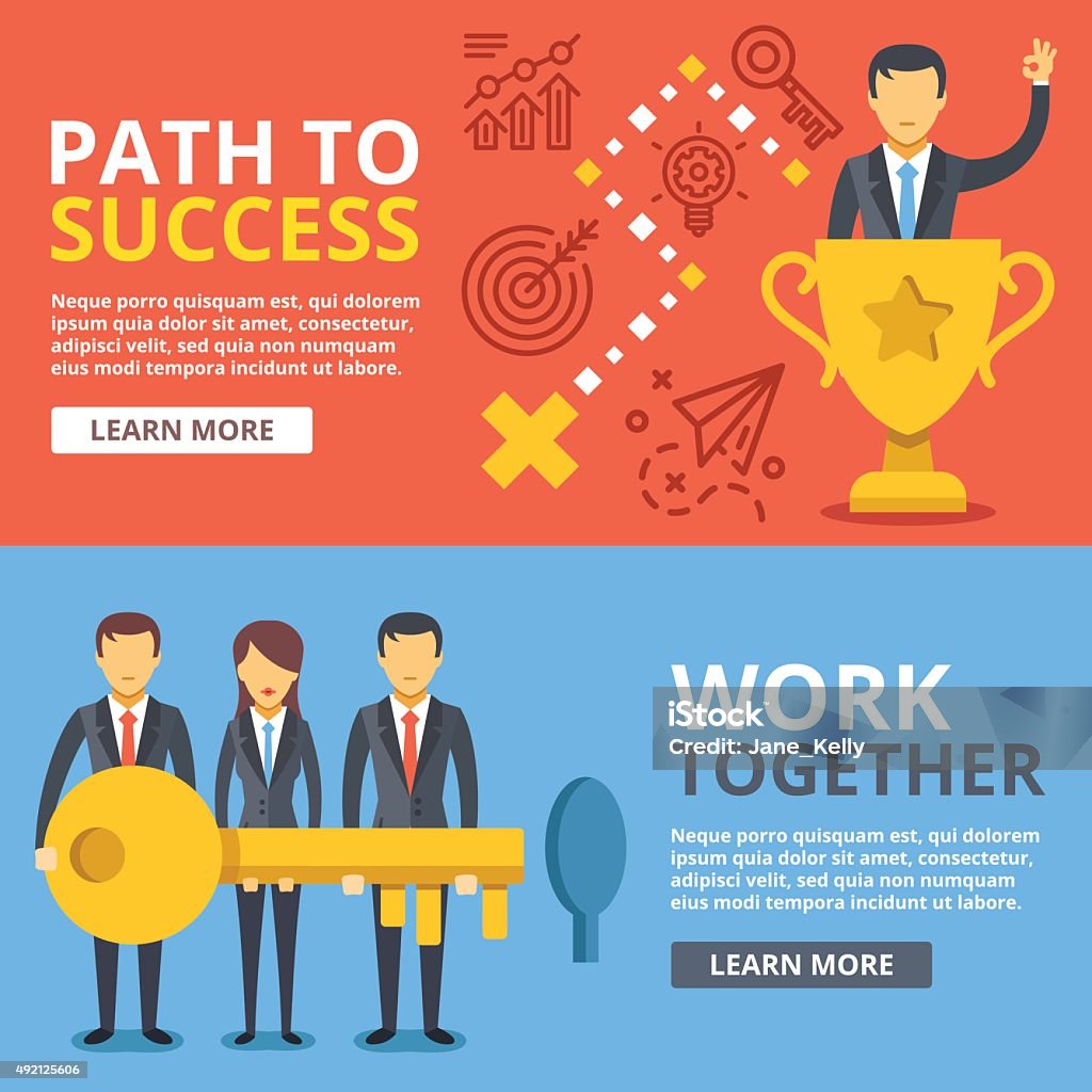 Path to success. work together, team work flat illustration set Path to success. work together, team work flat illustration set. Modern simple abstract concepts for web banners, web sites, printed materials, infographics. Creative flat design vector illustration 2015 stock vector