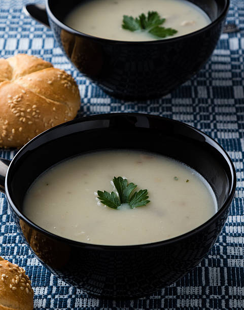 istock champignon soup in black bowl 492126824