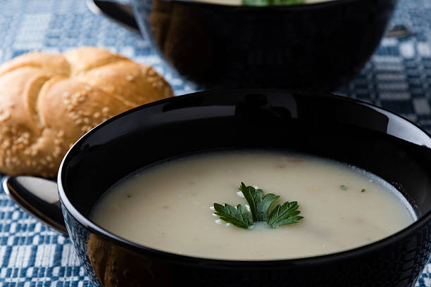 istock champignon soup in black bowl 492126934
