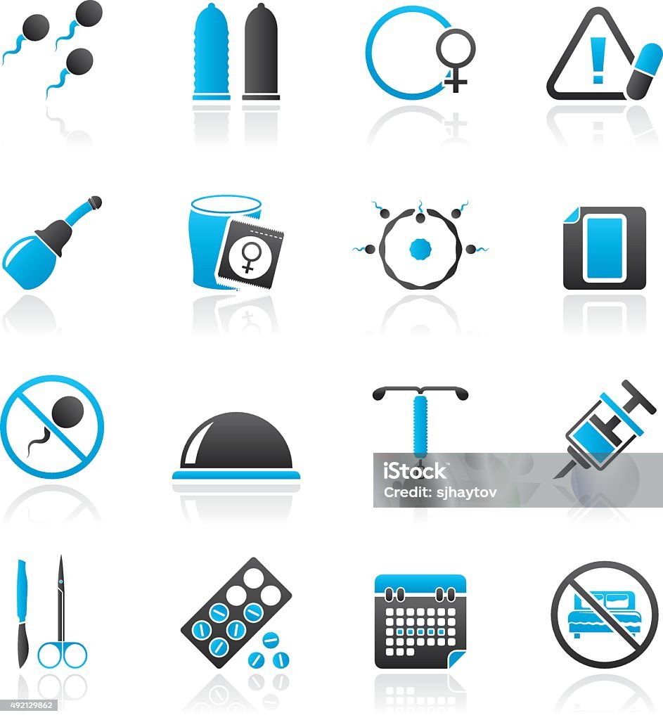 Pregnancy and contraception Icons Pregnancy and contraception Icons - vector icon set IUD stock vector