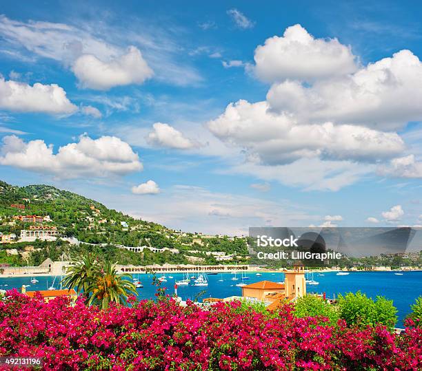 Mediterranean Sea Landscape With Cloudy Blue Sky French Riviera Stock Photo - Download Image Now