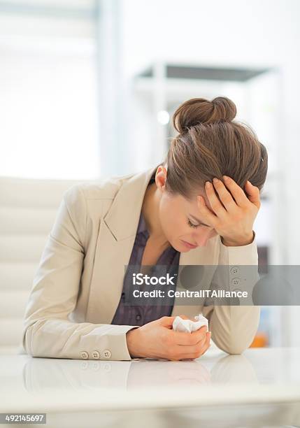 Ill Business Woman In Office Stock Photo - Download Image Now - Adult, Allergy, Business