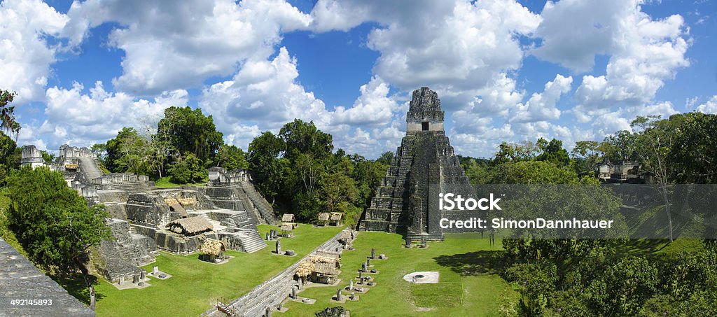 Panorama Tikal  Ruins and pyramids Ruins in the MAya City Tikal in Guatemala Tikal Stock Photo