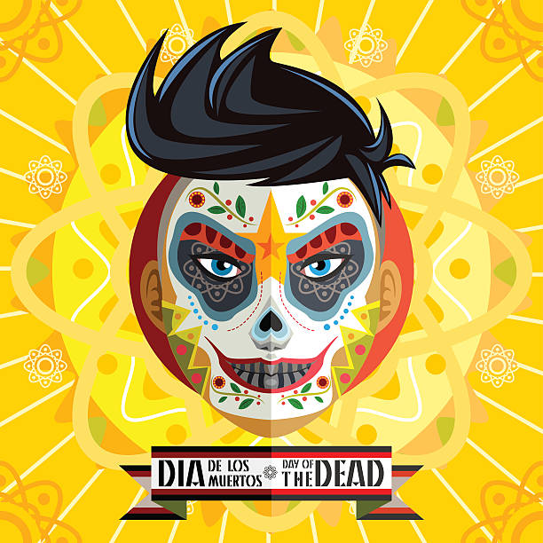 ilustrações, clipart, desenhos animados e ícones de dia de los muertos dia dos mortos crânio pintura facial - day of the dead skull tattoo mexico