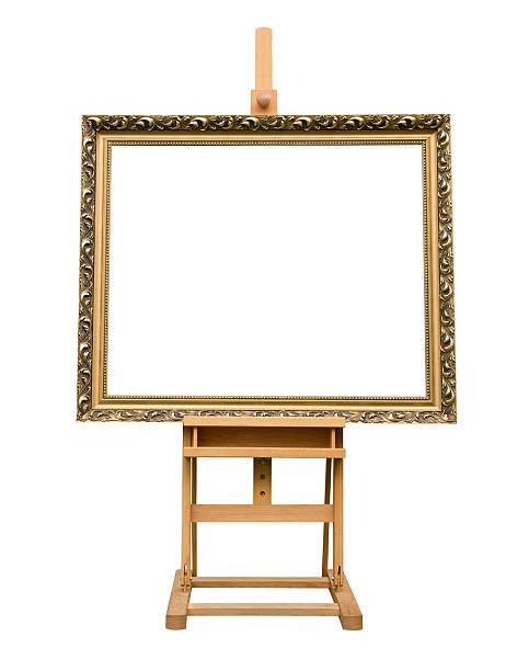 istock Blank art frame on wooden easel. 492147547
