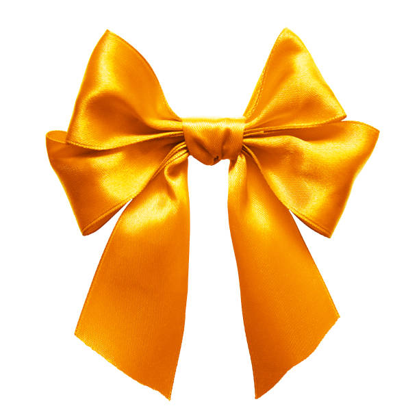 istock Gold satin gift bow. Ribbon. Isolated on white 492148159