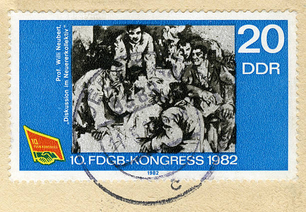 istock Postage stamp Germany 1982 shows Discussion Innovator Collective 492149431