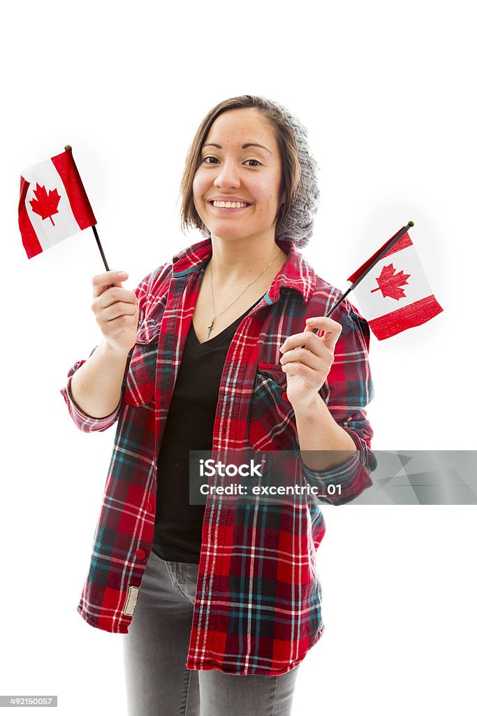 Young woman celebrating canada's Day Canadian Flag Stock Photo
