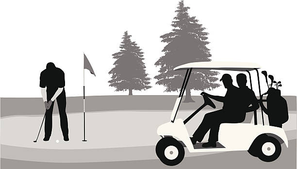 Putting golfers golf silhouettes stock illustrations